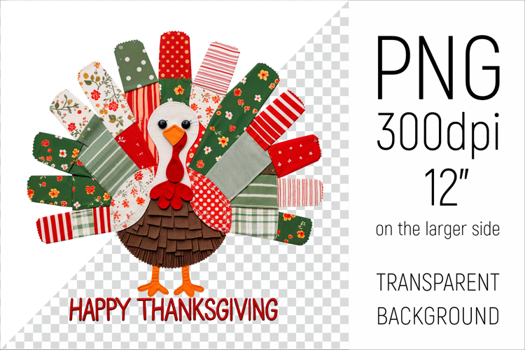 Patchwork Thanksgiving Turkey Clipart