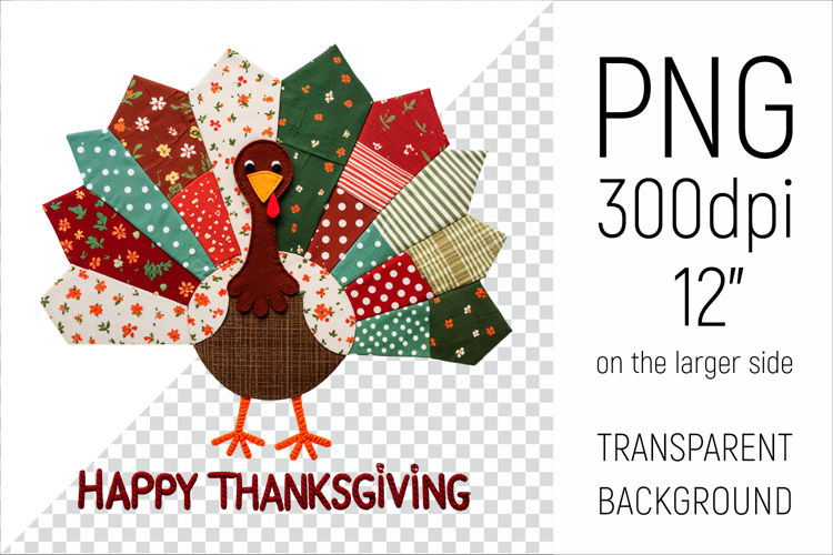 Patchwork Thanksgiving Turkey Clipart