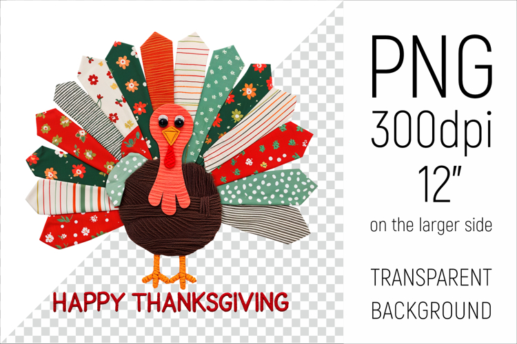 Patchwork Thanksgiving Turkey Clipart
