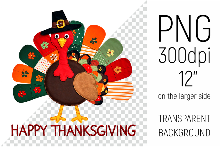 Patchwork Thanksgiving Turkey Clipart