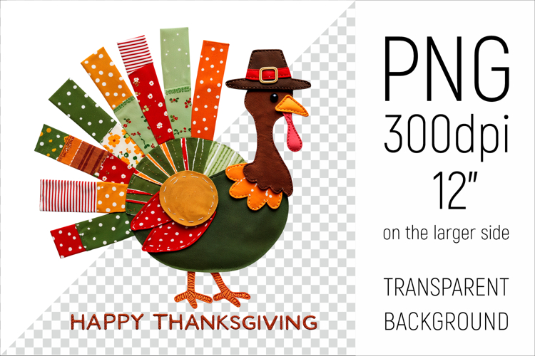Patchwork Thanksgiving Turkey Clipart