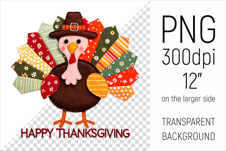 Patchwork Thanksgiving Turkey Clipart
