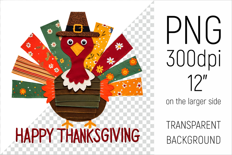 Patchwork Thanksgiving Turkey Clipart