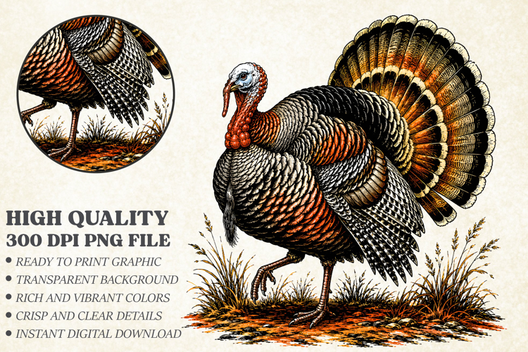 Thanksgiving Turkey Sublimation, Vintage Turkey Hunting