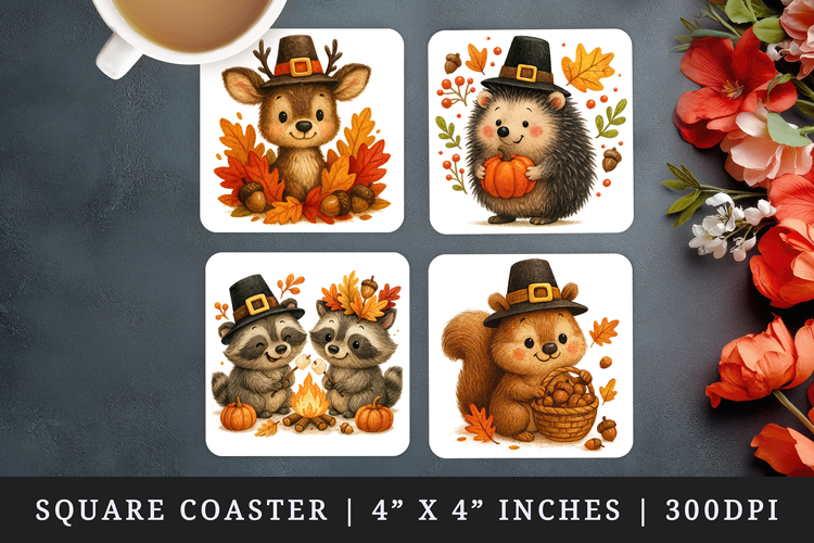 Thanksgiving square coaster sublimation, coasters design
