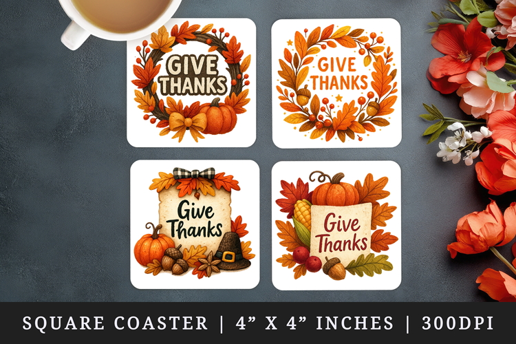 Thanksgiving square coaster sublimation, coasters design