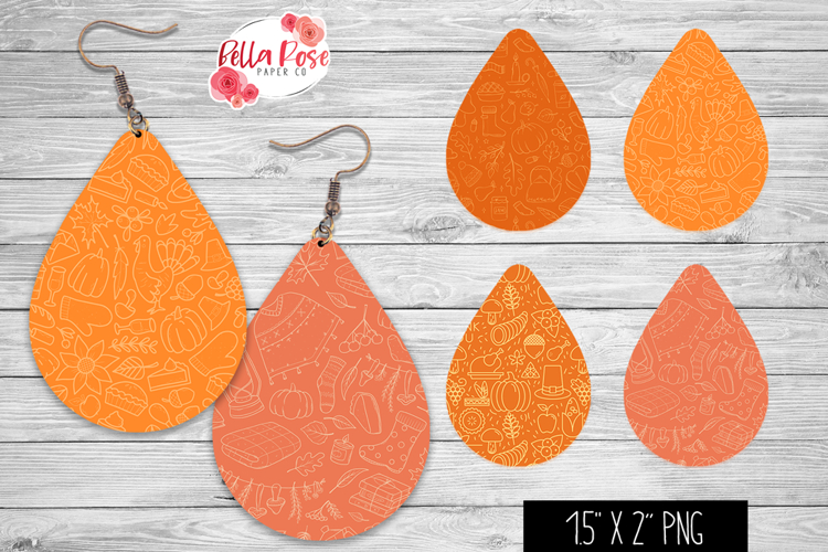 Thanksgiving Doodles | 4 Sets of Teardrop Earrings PNG