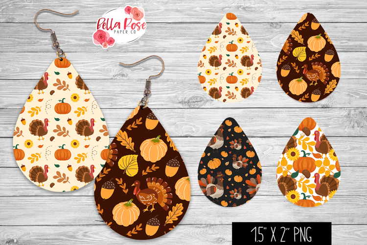 Thanksgiving | 4 Sets of Teardrop Earrings PNG