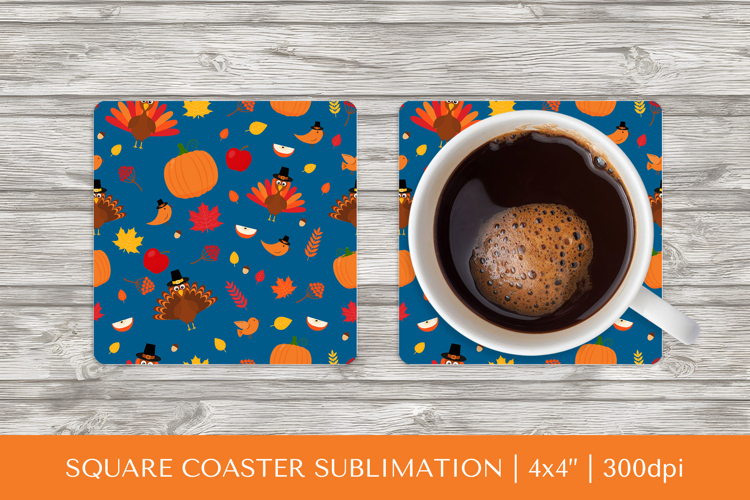 Thanksgiving coaster sublimation. Square coaster design 06