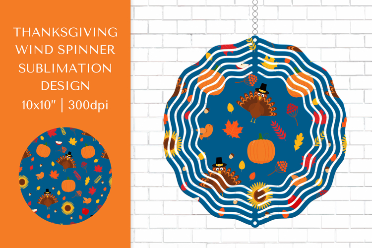 Thanksgiving Spinner Sublimation. Wind Spinner Design PNG 05