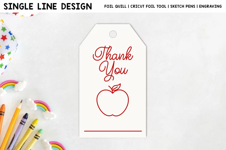Thank You Teacher Gift Tag Single Line Design for Foil Quill