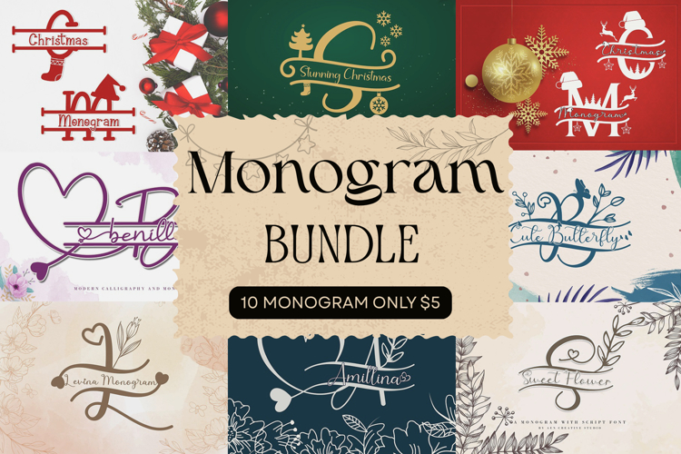 The 10 in 1 Monogram Font Bundle