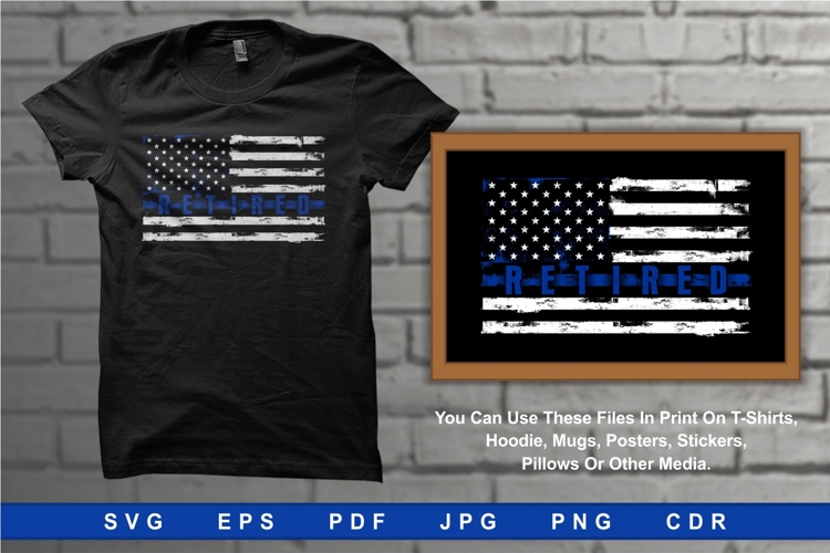 The American Police Flag with text RETIRED Horizontal