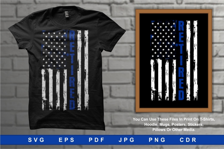 The American Police Flag with text RETIRED Vertical