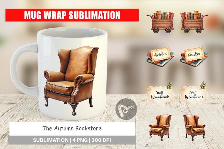 Mug Wrap Cozy Autumn Bookstore