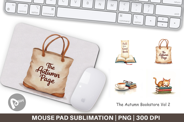 Mouse Pad Cozy Autumn Bookstore