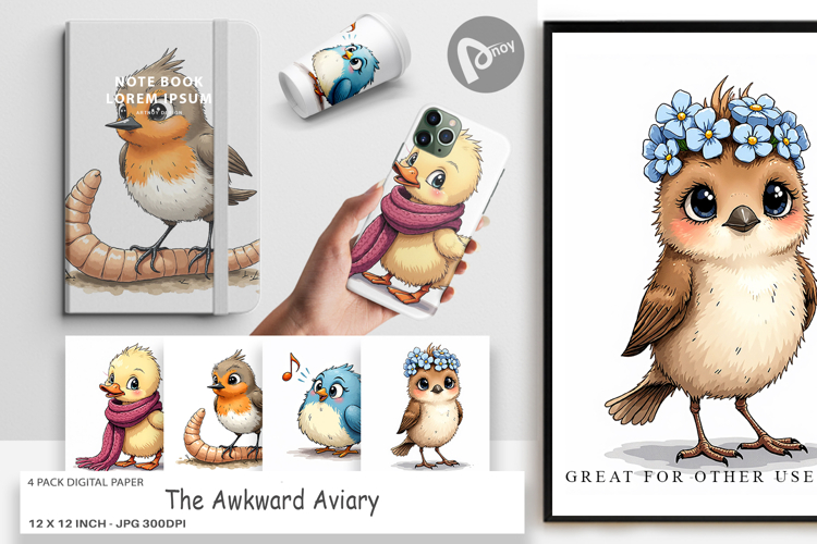 The Awkward Aviary Digital Paper