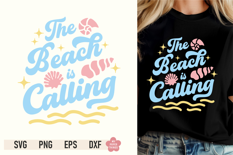 The Beach Is Calling SVG PNG, Summer Cut File, Beach SVG