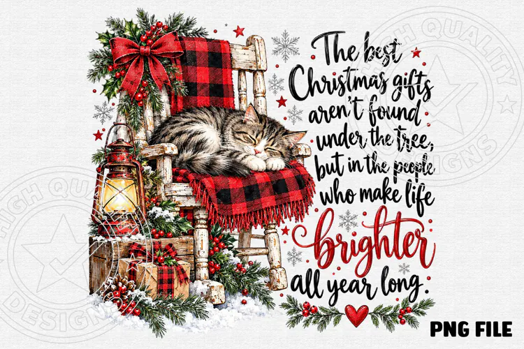 The Best Christmas Gifts Cozy Sleeping Cat Holiday Design