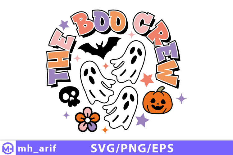 Retro Halloween The Boo Crew SVG PNG Design