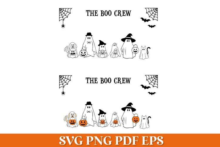 Halloween Ghost Family Sign SVG File, The Boo Crew Quote example image 1