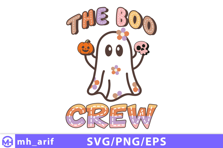 Retro Halloween The Boo Crew SVG PNG T-shirt Design