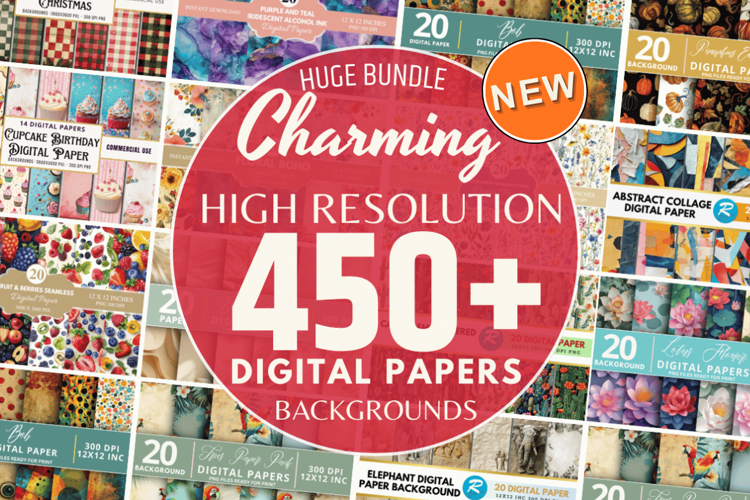 The Charming Digital Paper Patter Bundle, Backgrounds Bundle