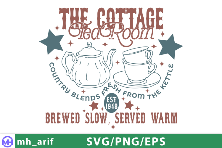 Vintage Countryside Tea Sign SVG PNG T-shirt Design