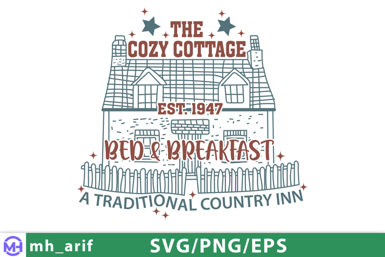 Vintage Countryside Cottage Sign SVG PNG Design