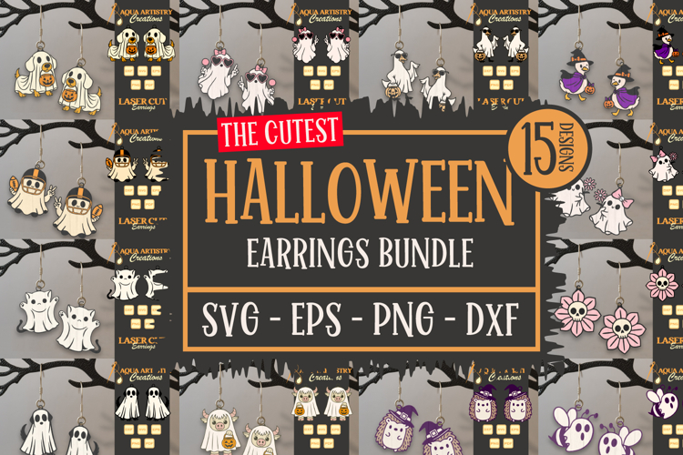 15 Cutest Halloween Earrings Bundle Laser Cut Designs