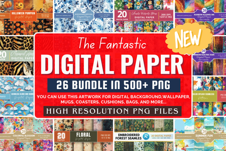 The Fantastic Huge Digital Paper Bundle, Backgrounds Bundle