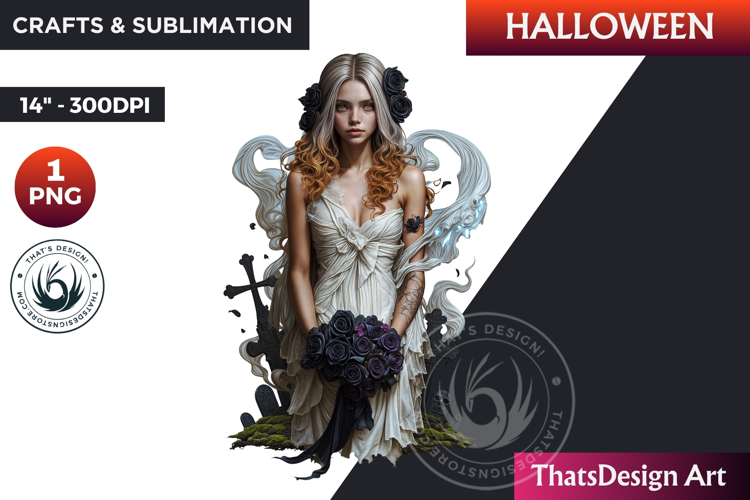 The ghostly Bride Halloween clipart, haunted bride Ghost PNG