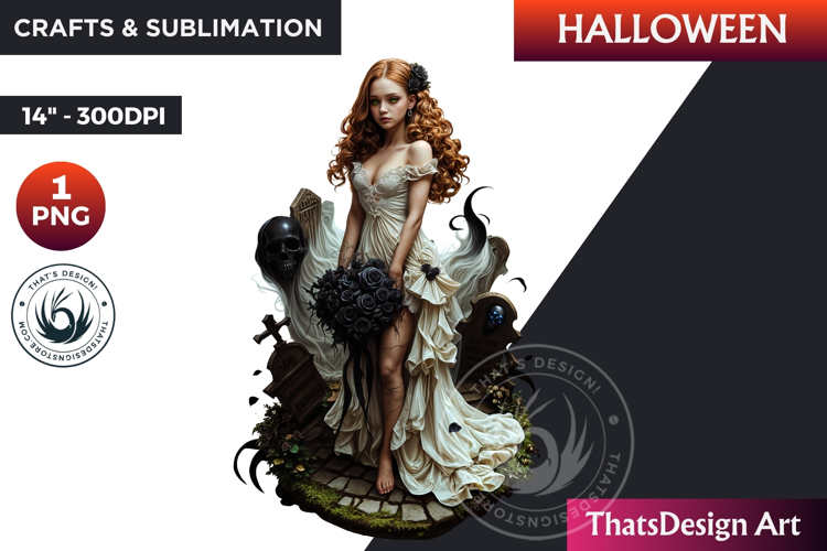 The ghostly Bride Halloween clipart, haunted bride Ghost PNG