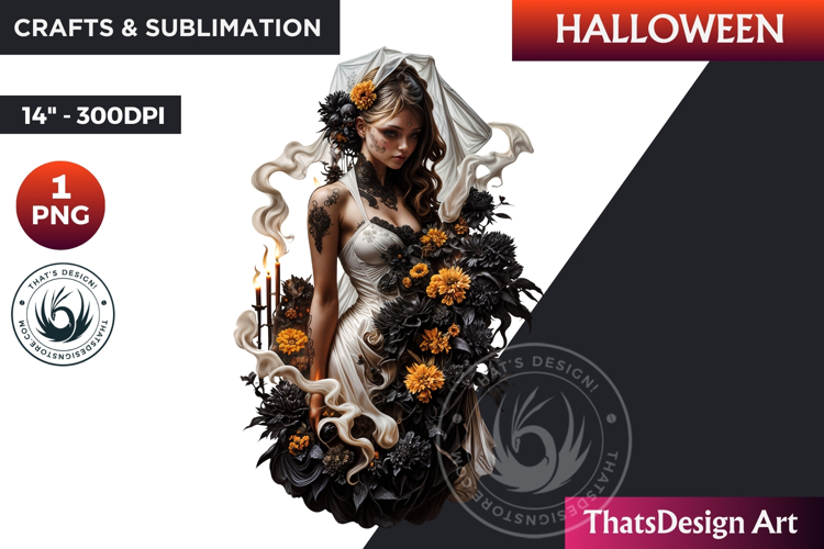The ghostly Bride Halloween clipart, haunted bride Ghost PNG