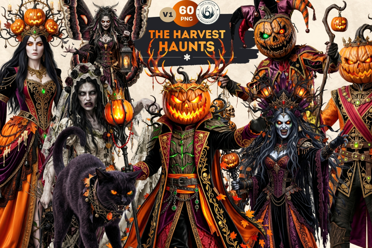 Harvest of Haunts: Halloween Gothic Characters PNGs
