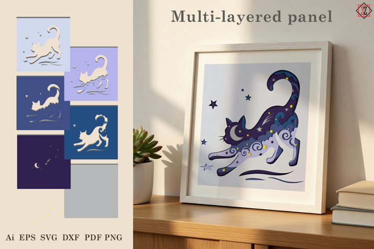 Multi-layered panel Heavenly Cat_2| SVG