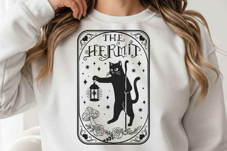 The Hermit Cat Tarot Card - SVG