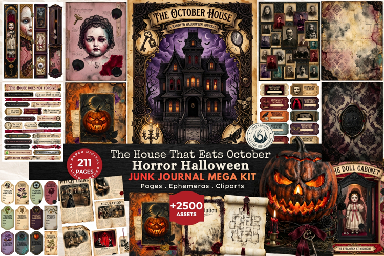 Haunted House Horror Halloween Junk Journal Kit