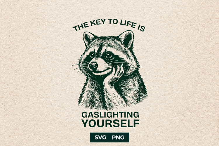 The Key To Life Is Gaslighting Yourself Raccoon SVG