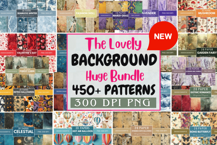 The Lovely Digital Paper Mega Bundle, Backgrounds Bundle