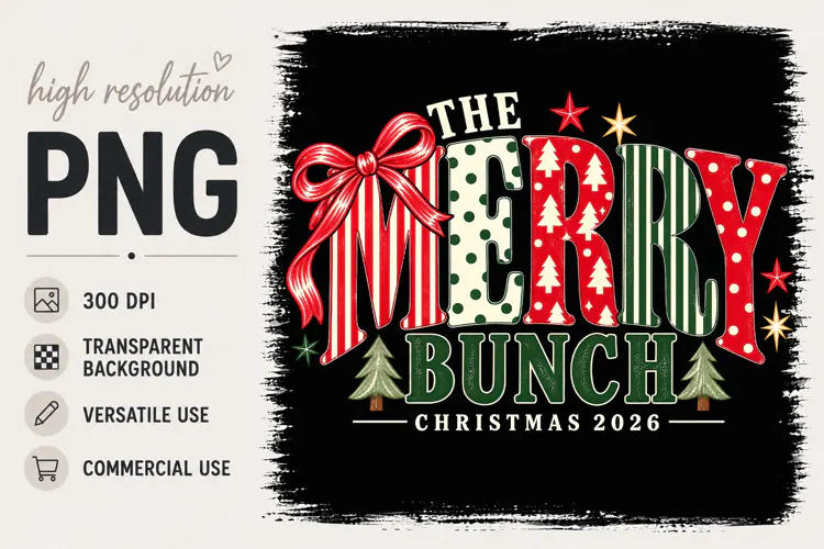 Family Christmas, The Merry Bunch png, Christmas 2026 png