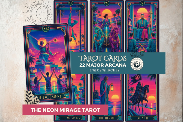 The Neon Mirage Tarot Cards Synthwave Major Arcana