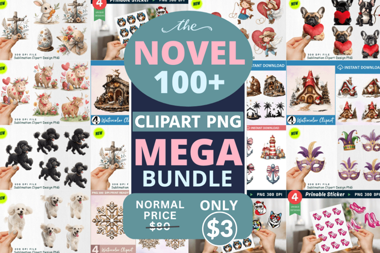 The Novel 100 Clipart PNG Mega Bundle