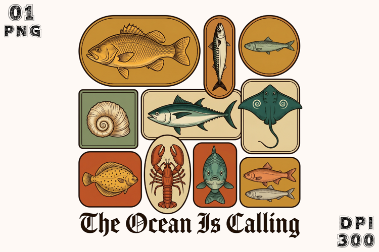 The Ocean is Calling Png,Vintage Tinned