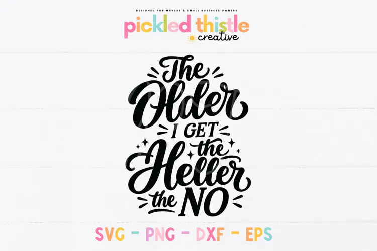 The Older I Get the Heller the No SVG, Funny Aging Quote PNG
