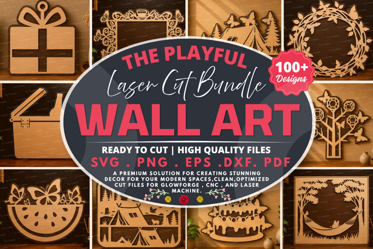 Playful Wall Art Bundle ,Mega laser cut svg File, laser cut example image 1