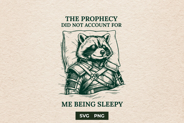 Sarcastic Fantasy Raccoon Sleepy Meme SVG Cut File example image 1