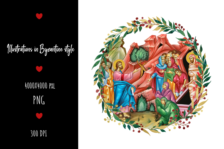 The Raising of Lazarus Illustration in Byzantine Style