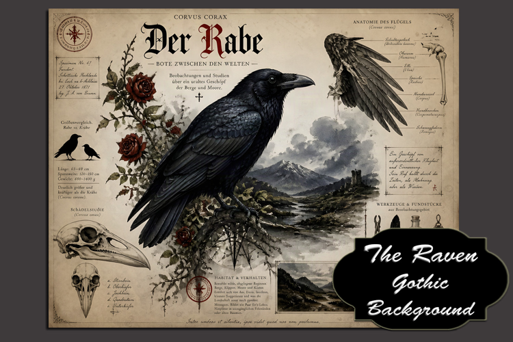 Gothic Raven Halloween Background
