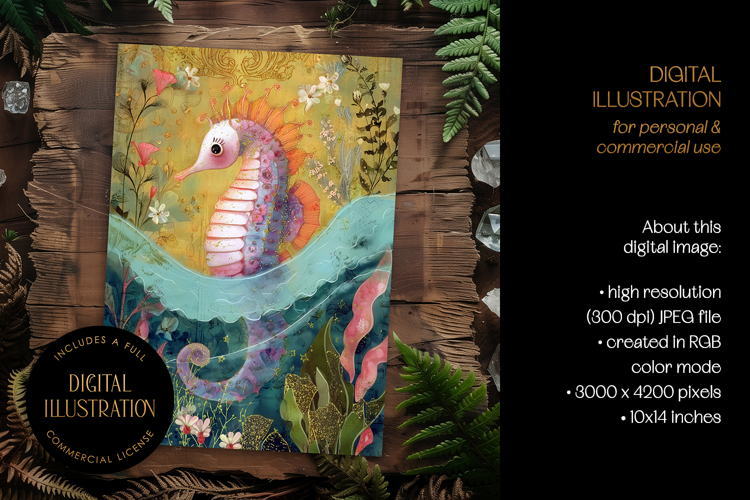 Underwater Seahorse Illustration